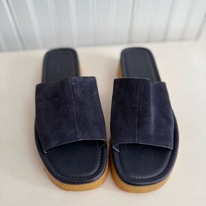 Vince Navy Suede Slide Sandals, like NEW